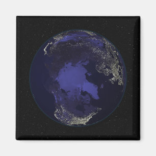 Full Earth at night showing city lights 5 Magnet