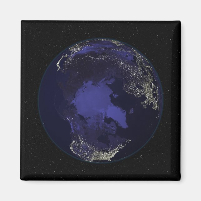 Full Earth at night showing city lights 5 Magnet (Front)