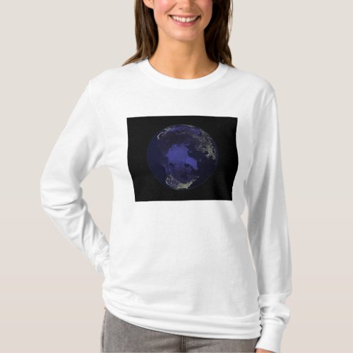 Full Earth at night showing city lights 5 T_Shirt