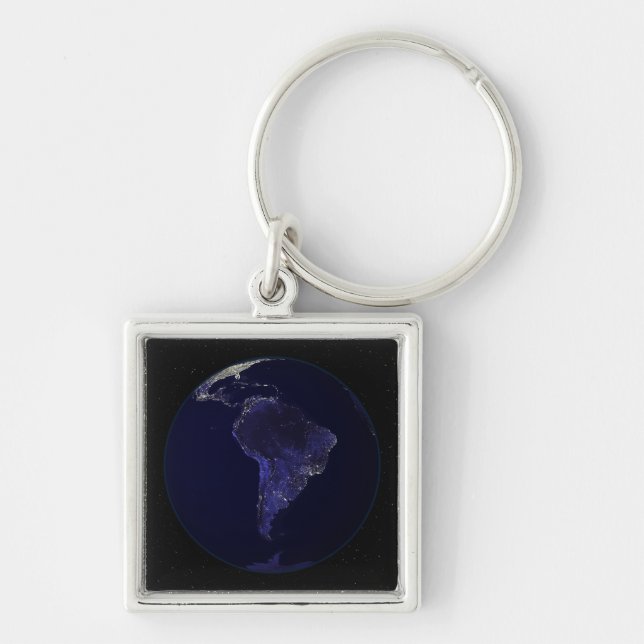 Full Earth at night showing city lights 6 Keychain (Front)