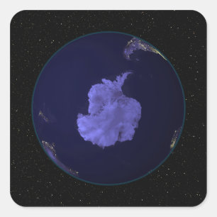 Full Earth at night showing city lights 7 Square Sticker