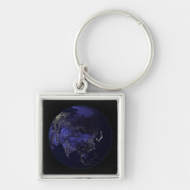 Full Earth at night showing city lights Keychain (Front)