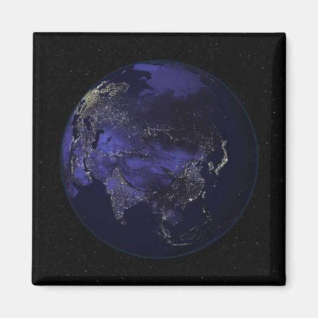 Full Earth at night showing city lights Magnet (Front)