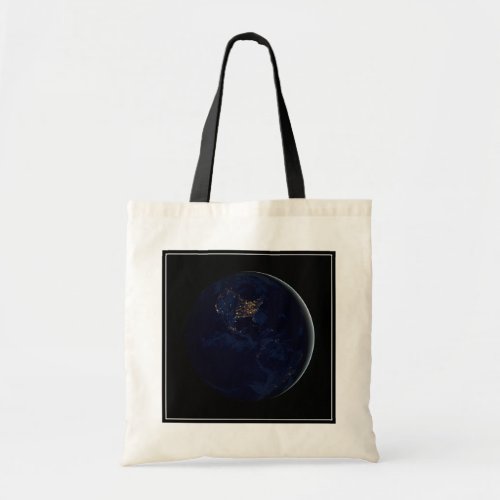 Full Earth At Night With City Lights Of Americas Tote Bag