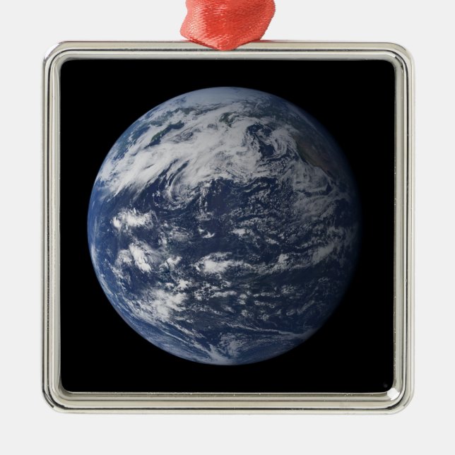 Full Earth centered over the Pacific Ocean Metal Ornament (Front)
