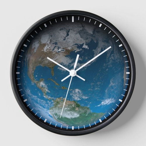 Full Earth Featuring North And South America Clock