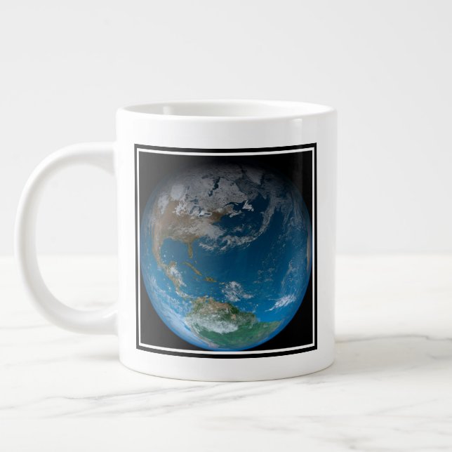 Full Earth Featuring North And South America. Giant Coffee Mug (Left)