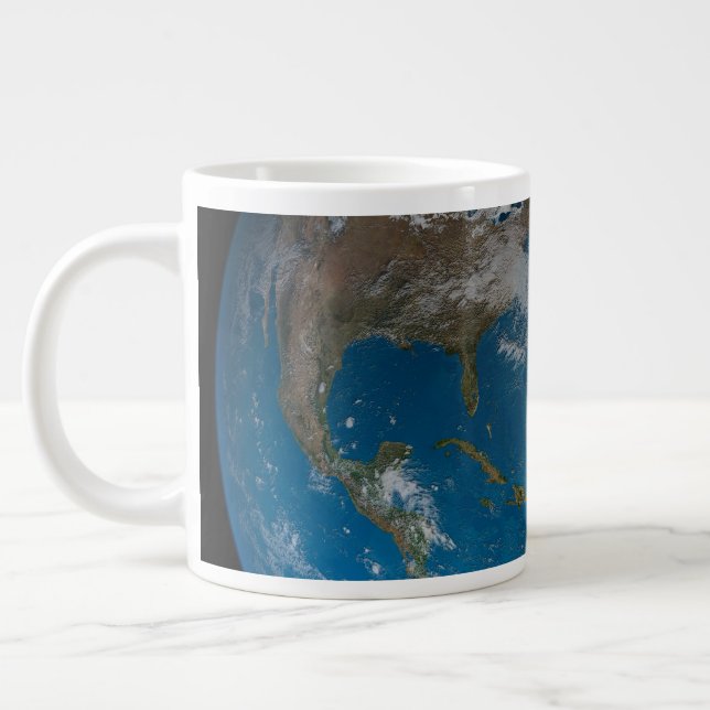 Full Earth Featuring North And South America. Giant Coffee Mug (Left)