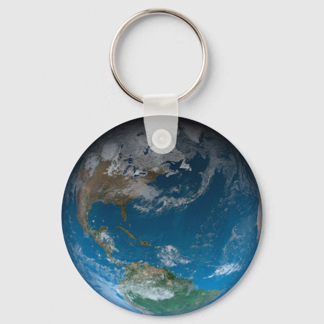 Full Earth Featuring North And South America. Keychain (Front)