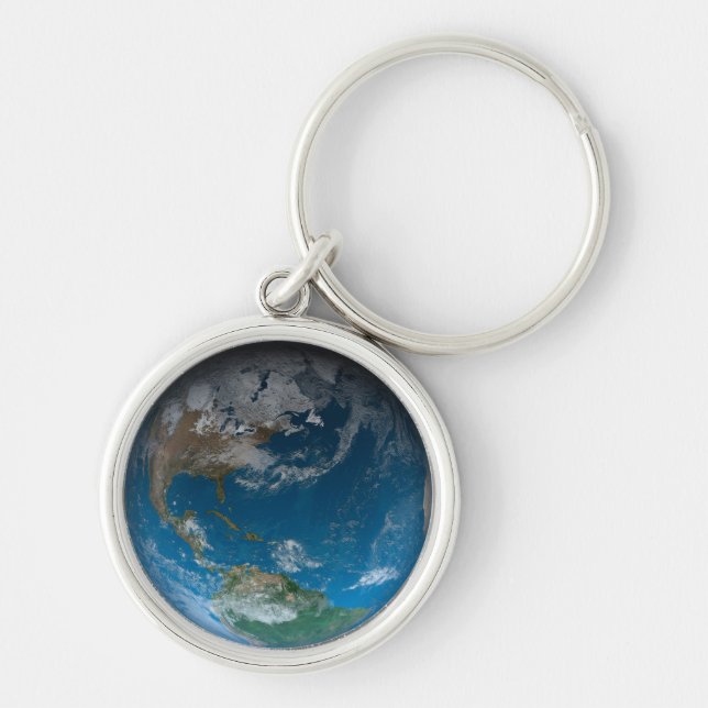 Full Earth Featuring North And South America. Keychain (Front)