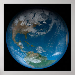 Full Earth Featuring North And South America. Poster