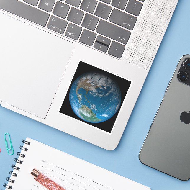 Full Earth Featuring North And South America. Sticker (Laptop w/ iPhone)