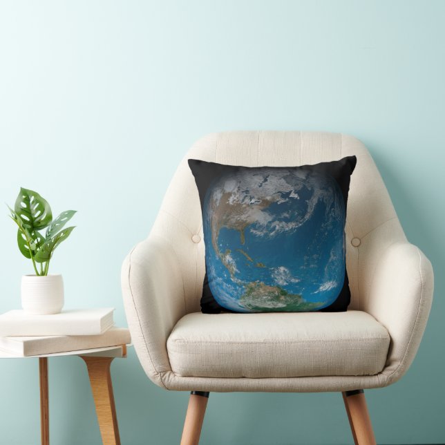 Full Earth Featuring North And South America. Throw Pillow (Chair)