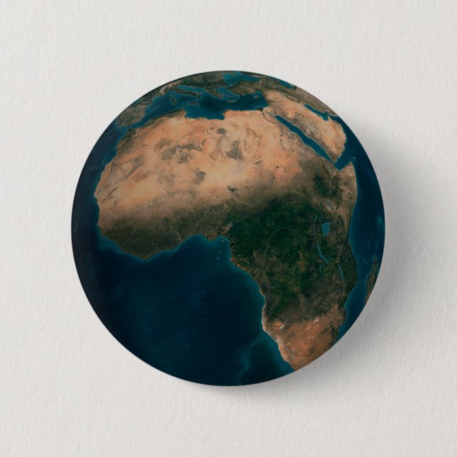 Full Earth From Space Above The African Continent. Button (Front)