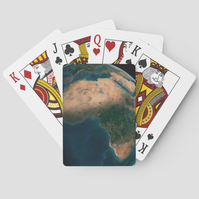 Full Earth From Space Above The African Continent. Poker Cards (Back)