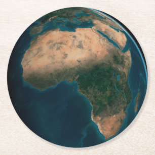 Full Earth From Space Above The African Continent. Round Paper Coaster