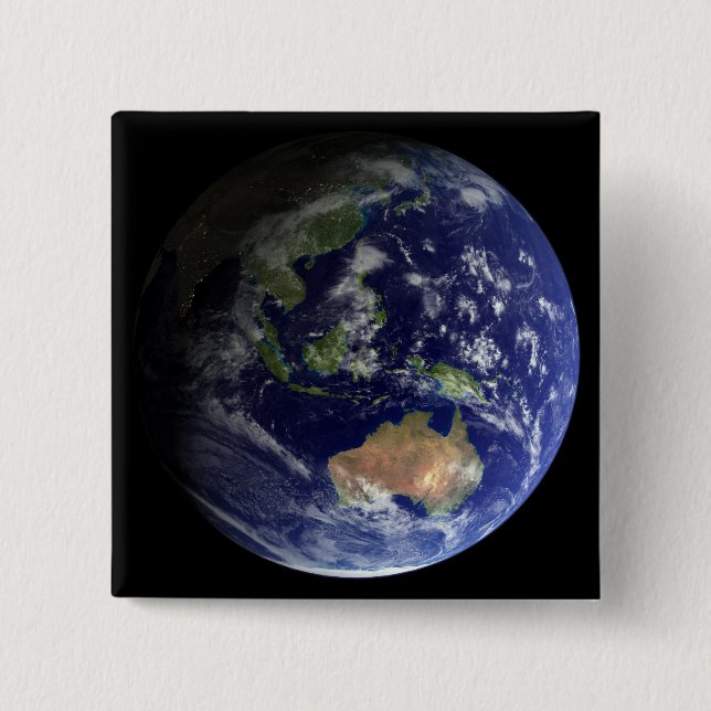 Full Earth from space showing Australia Pinback Button (Front)
