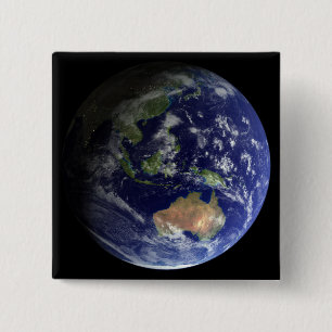 Full Earth from space showing Australia Pinback Button