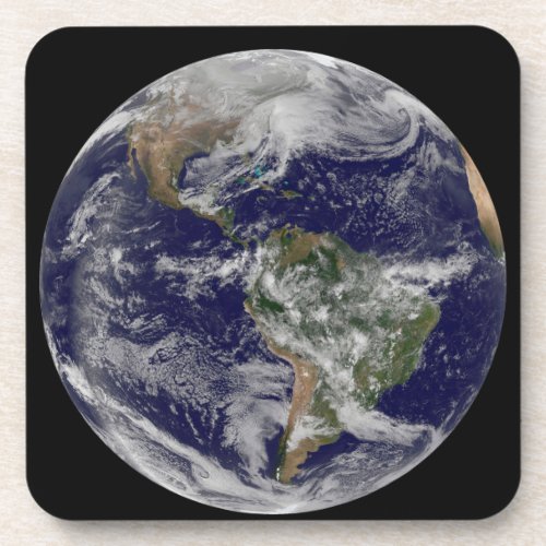 Full Earth Showing A Powerful Winter Storm Beverage Coaster