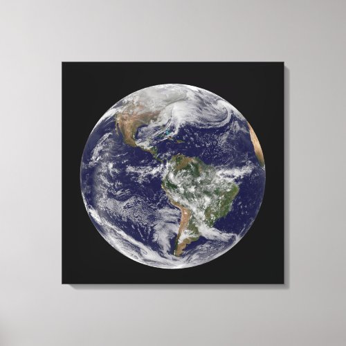 Full Earth Showing A Powerful Winter Storm Canvas Print