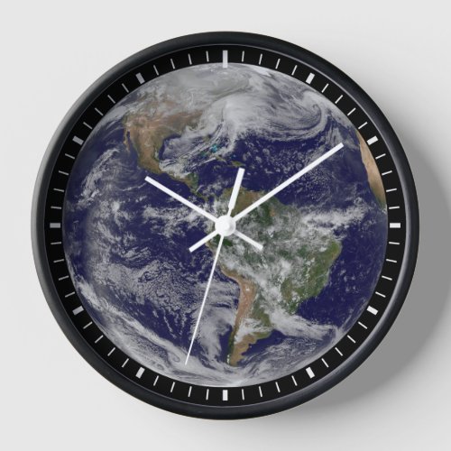 Full Earth Showing A Powerful Winter Storm Clock