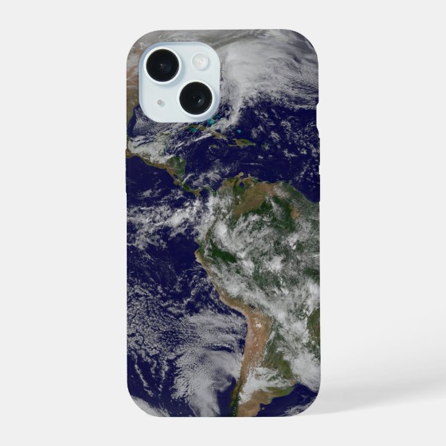 Full Earth Showing A Powerful Winter Storm. iPhone 15 Case (Back)