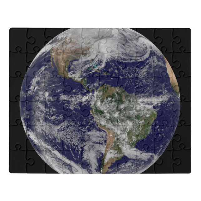 Full Earth Showing A Powerful Winter Storm. Jigsaw Puzzle (Puzzle Horizontal)