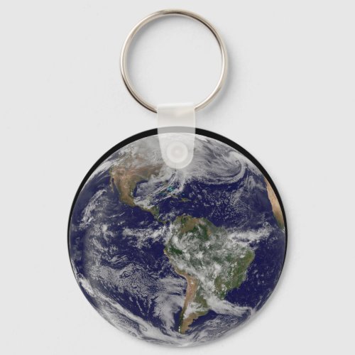 Full Earth Showing A Powerful Winter Storm Keychain