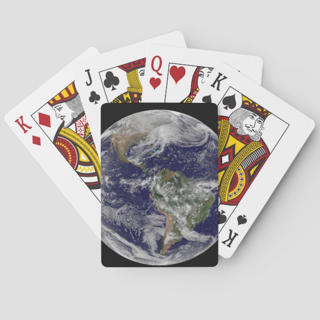 Full Earth Showing A Powerful Winter Storm. Poker Cards (Back)