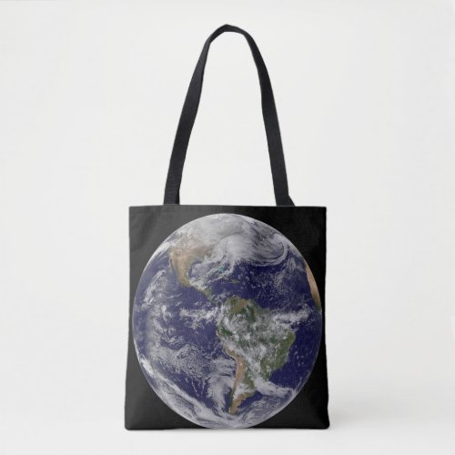 Full Earth Showing A Powerful Winter Storm Tote Bag