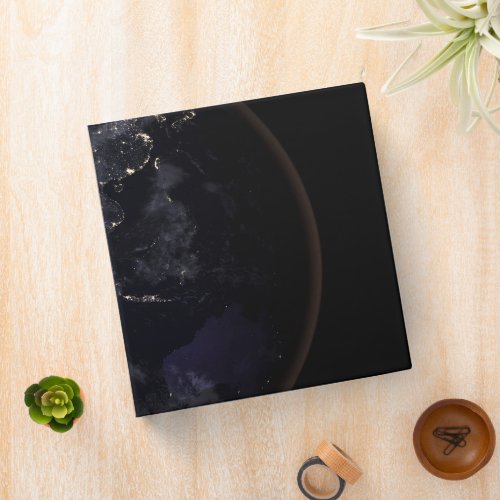 Full Earth Showing City Lights Of Asia At Night 3 Ring Binder