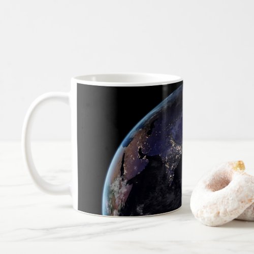Full Earth Showing City Lights Of Asia At Night Coffee Mug