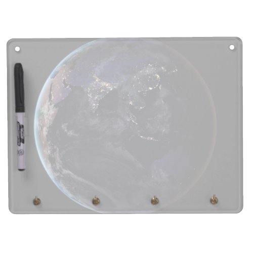 Full Earth Showing City Lights Of Asia At Night Dry Erase Board With Keychain Holder