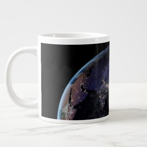 Full Earth Showing City Lights Of Asia At Night Giant Coffee Mug