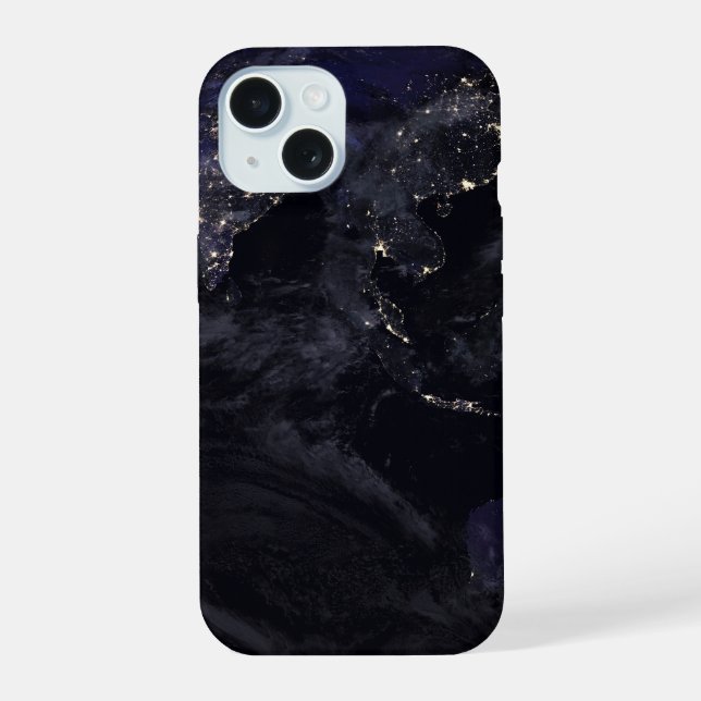 Full Earth Showing City Lights Of Asia At Night. iPhone 15 Case (Back)