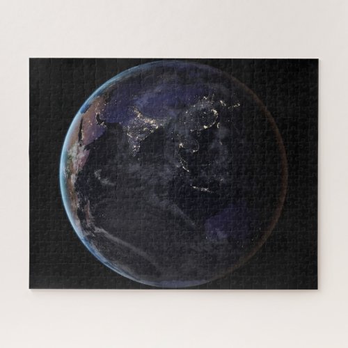 Full Earth Showing City Lights Of Asia At Night Jigsaw Puzzle