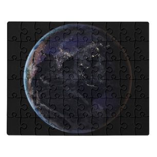 Full Earth Showing City Lights Of Asia At Night. Jigsaw Puzzle