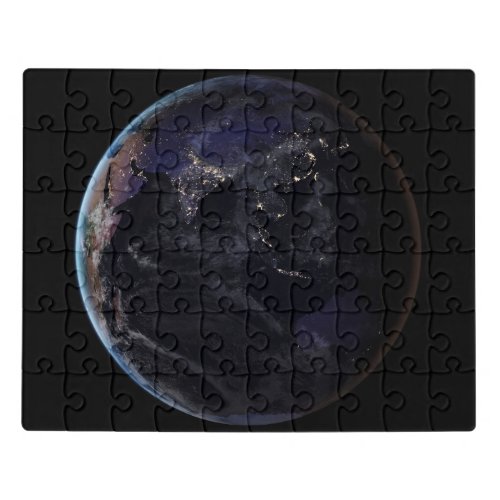Full Earth Showing City Lights Of Asia At Night Jigsaw Puzzle