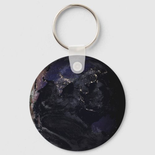 Full Earth Showing City Lights Of Asia At Night Keychain