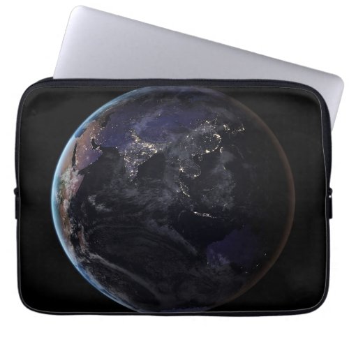 Full Earth Showing City Lights Of Asia At Night Laptop Sleeve