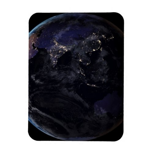 Full Earth Showing City Lights Of Asia At Night Magnet
