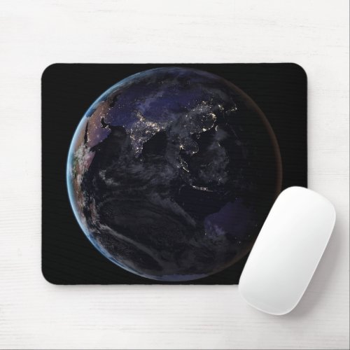 Full Earth Showing City Lights Of Asia At Night Mouse Pad