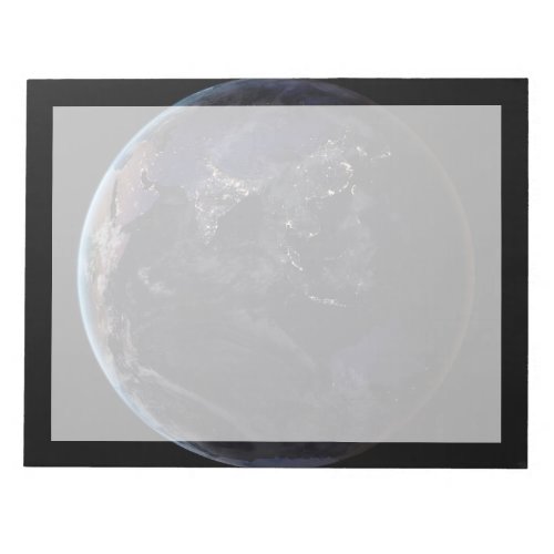 Full Earth Showing City Lights Of Asia At Night Notepad