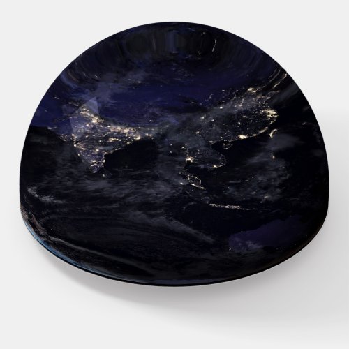 Full Earth Showing City Lights Of Asia At Night Paperweight