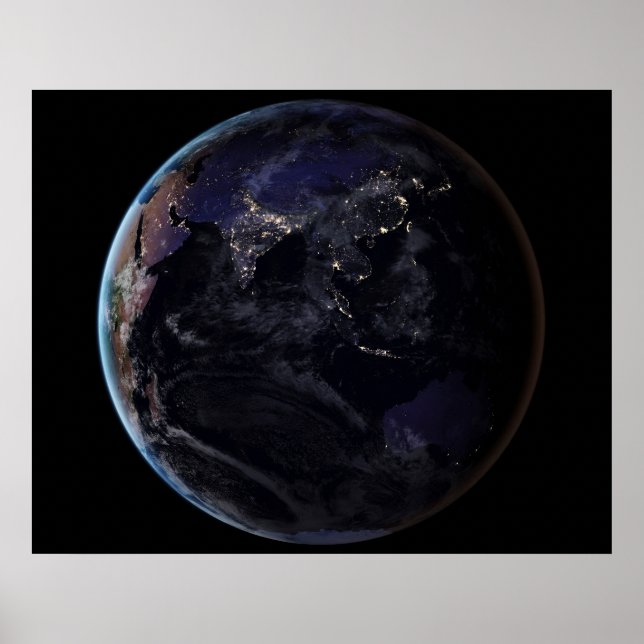 Full Earth Showing City Lights Of Asia At Night. Poster (Front)