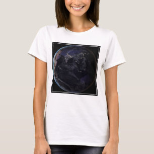Full Earth Showing City Lights Of Asia At Night. T-Shirt