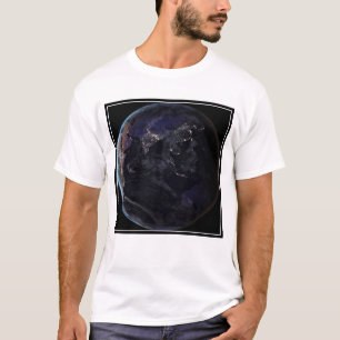 Full Earth Showing City Lights Of Asia At Night. T-Shirt