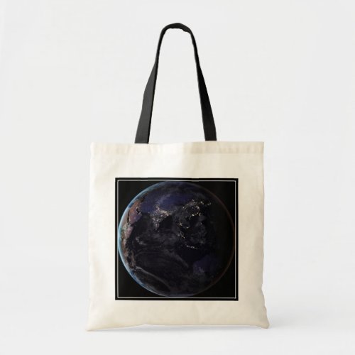 Full Earth Showing City Lights Of Asia At Night Tote Bag