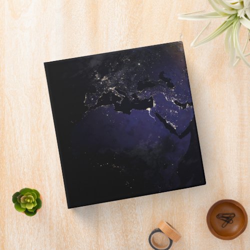 Full Earth Showing City Lights Of Europe At Night 3 Ring Binder