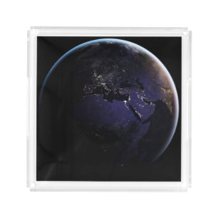 Full Earth Showing City Lights Of Europe At Night. Acrylic Tray